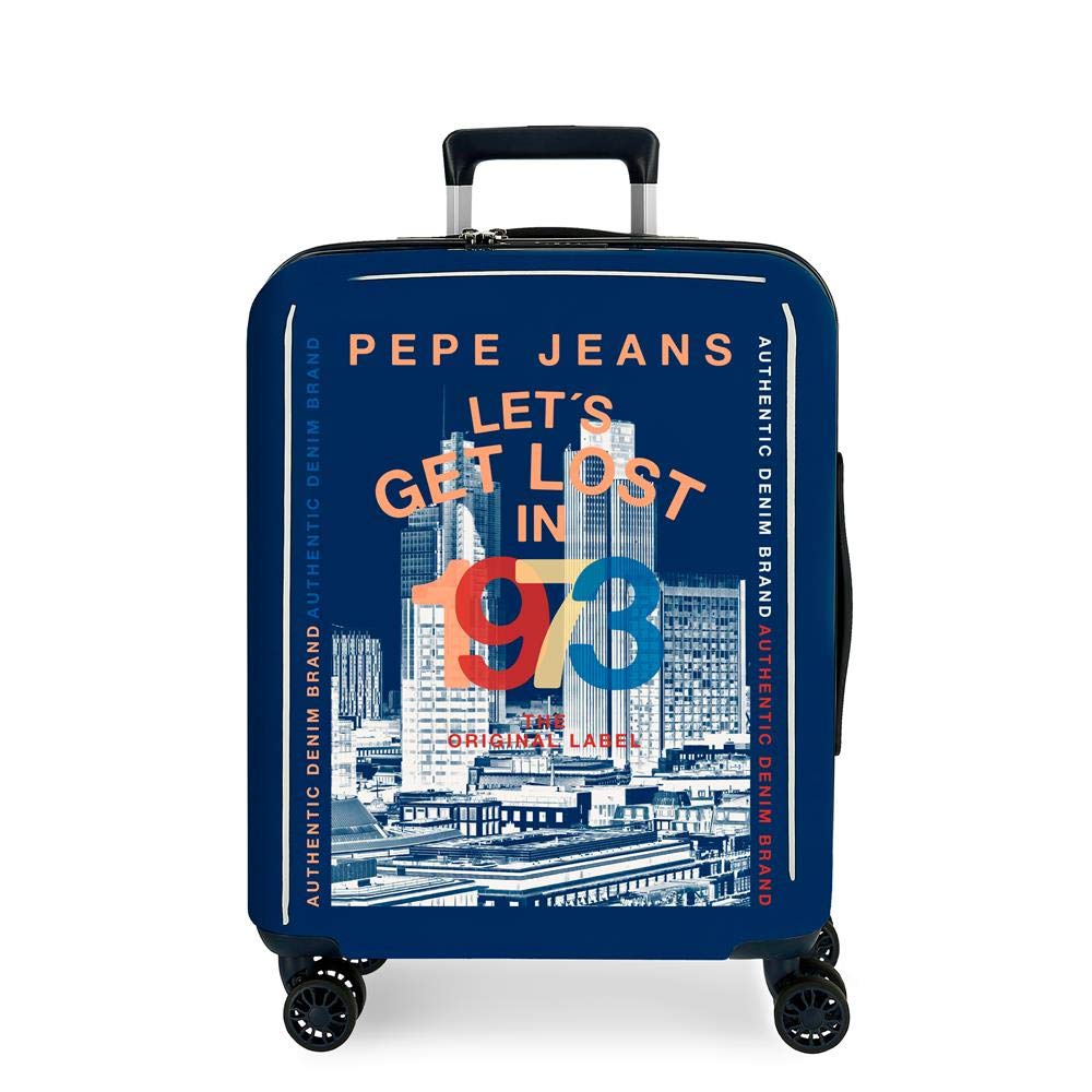 Pepe Jeans Leven Blue Cabin Suitcase 40 x 55 x 20 cm Rigid ABS TSA Lock 38.4 Litre 2.9 kg 4 Double Wheels Hand Luggage