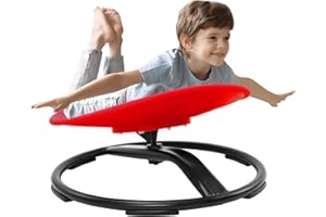 Zhenx Spinning Chair for Autistic Kids, Kids Sensory Swivel Chair, Sensory Spinner Seat for Autism Toddlers & ADHD Children, Sit and Spin Training Body Coordination (Red)