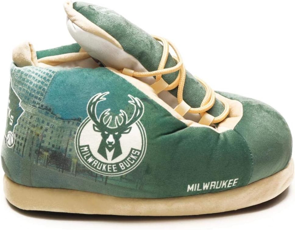 Sleakers Milwuakee Bucks Basketball Officially Licensed NBA Sneaker Shoe Slippers Unisex