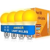 Neporal Amber Sleep Light Bulbs 1800K 4PK, 9W 60 Watt Equivalent, 99.96% Blue Blocking Soft Warm Light Bulbs A19, Amber Night Light E26 for Bedroom and Baby Nursery Light