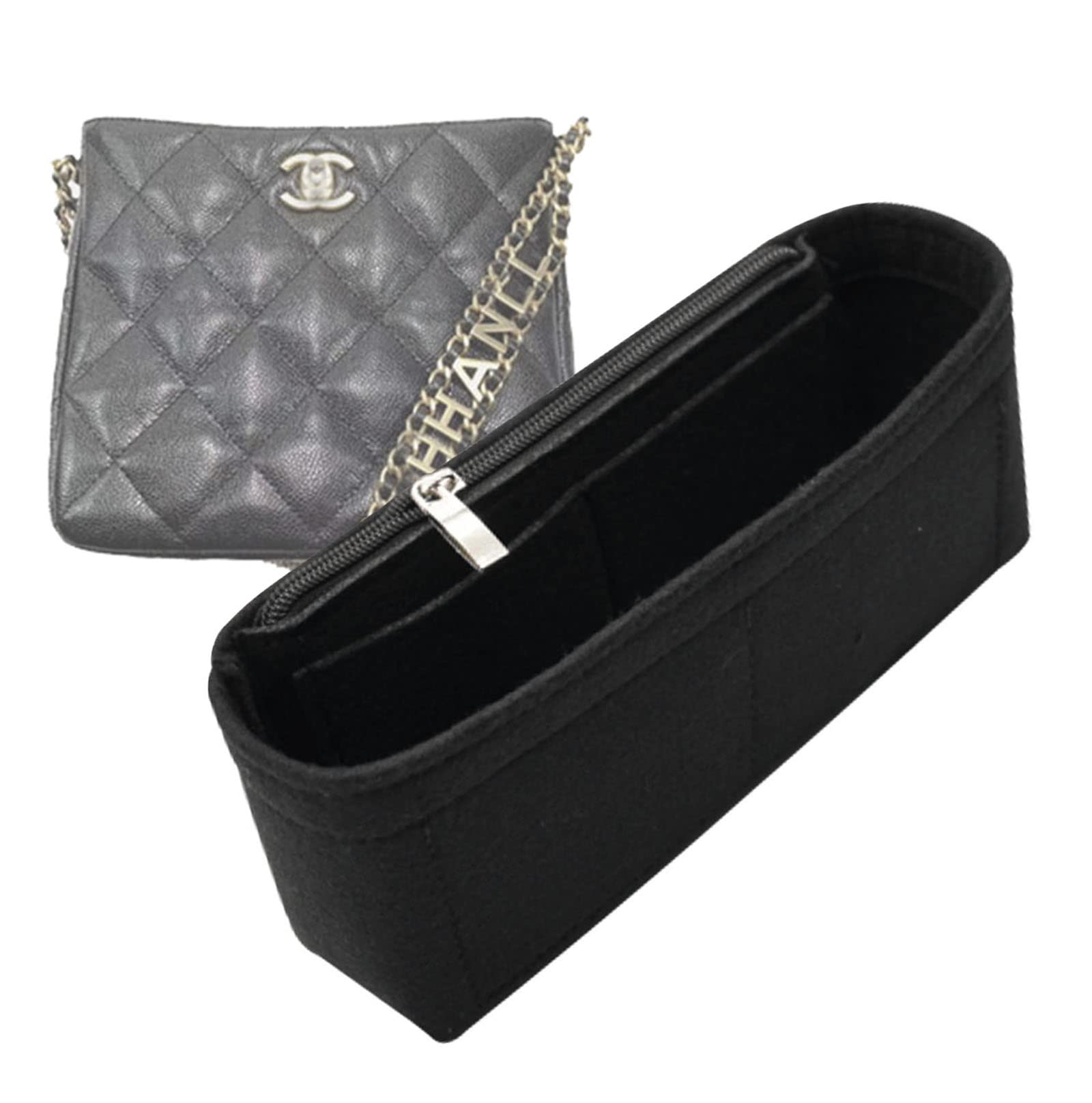 Lckaey Purorganizer is used for 22s new chain underarm bag hobo storage finishing bag3003-black