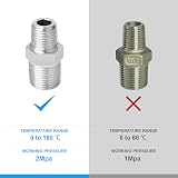 ERGAOBOY 2 Pcs Stainless Steel 304 Male Reducing Hex Nipple 1/2 x 1/4 BSP view 5