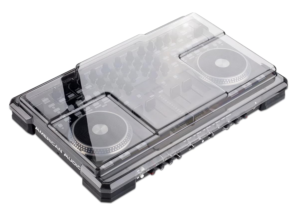 Decksaver Cover for American Audio VMS4 - Super-Durable Polycarbonate Protective lid in Smoked Clear Colour, Made in The UK - The DJs' Choice for Unbeatable Protection