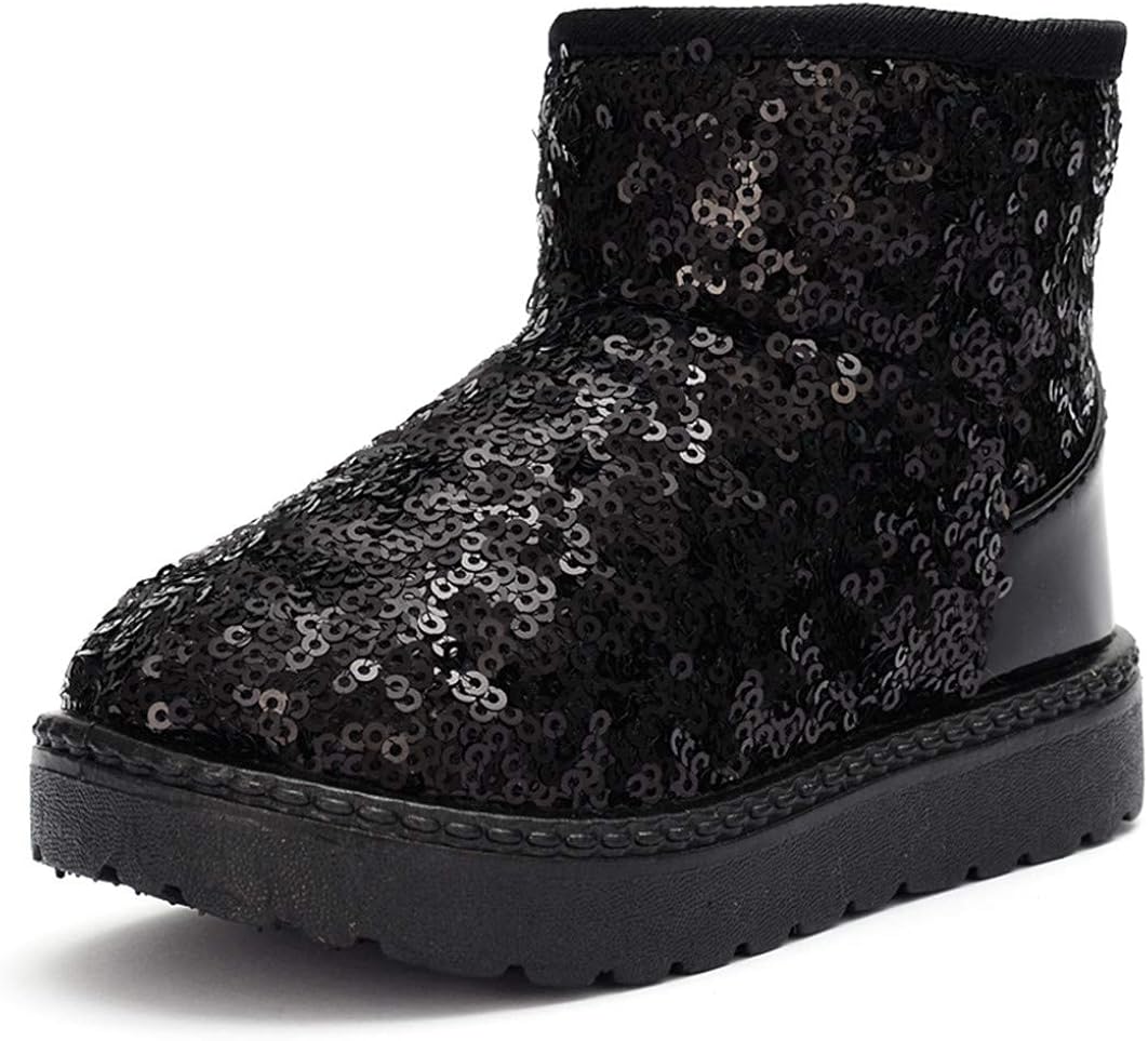  | DADAWEN Boy's Girl's Warm Winter Sequin Waterpoof Outdoor Snow Boots | Snow Boots