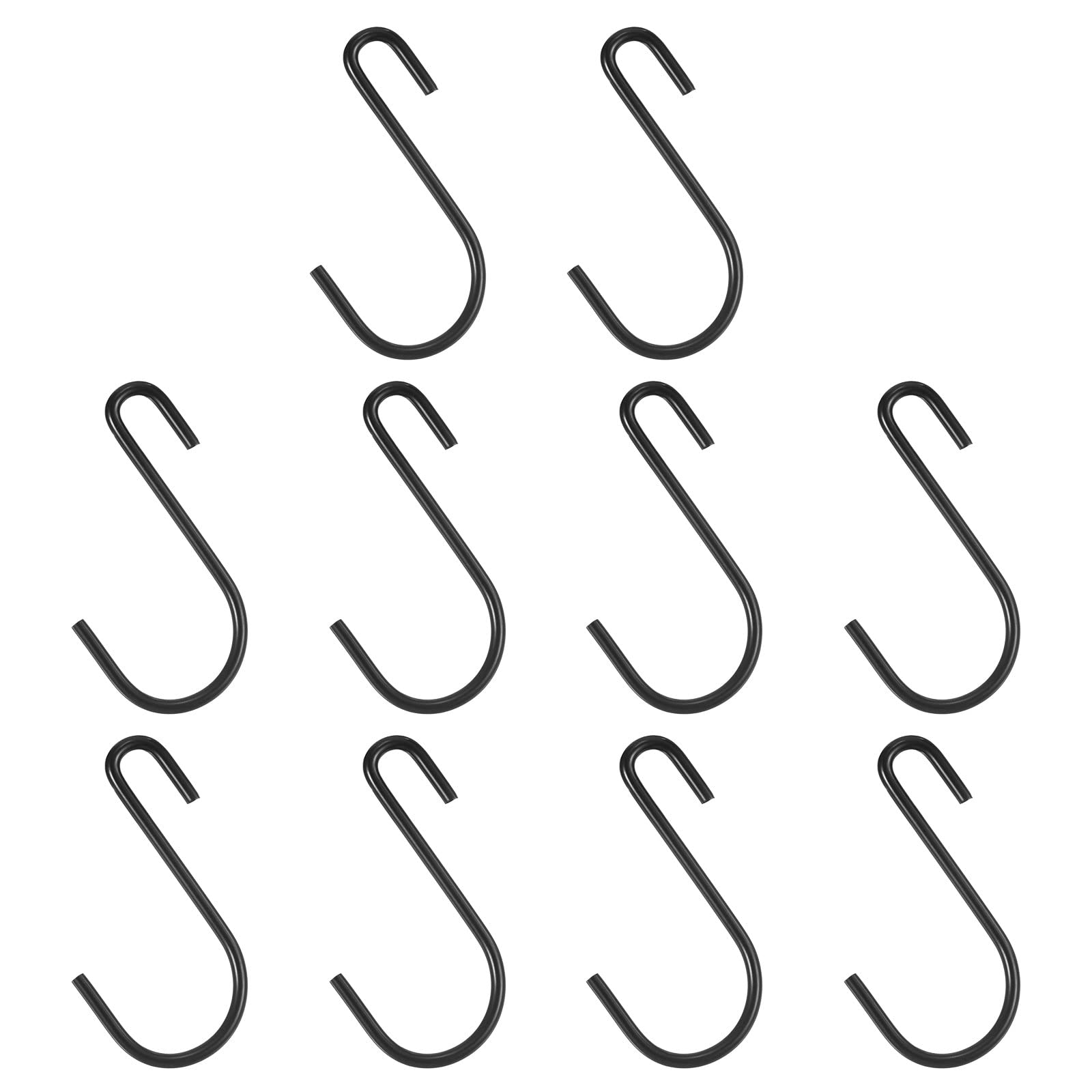 PATIKIL 3" S Shaped Hooks, 10 Pack S Hanging Hooks for Hanging Items in Your Home, Garage, Workshop, Black