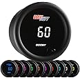 GlowShift 10 Color Digital 60 PSI Boost Gauge Kit - Includes Electronic Pressure Sensor - Multi-Color LED Display - Tinted Lens - for Diesel Trucks - 2-1/16" (52mm)
