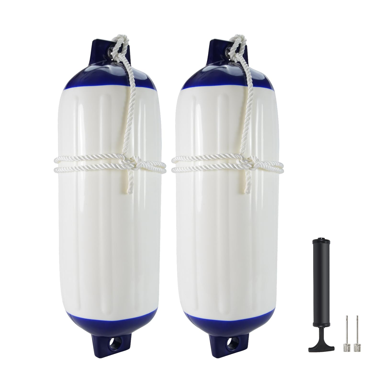 Photo 1 of 2-Pack Heavy Duty Boat Fenders with Ropes – Saltwater Resistant Rubber Marine Boat Bumpers for Docking, Pontoon & Yacht Protection