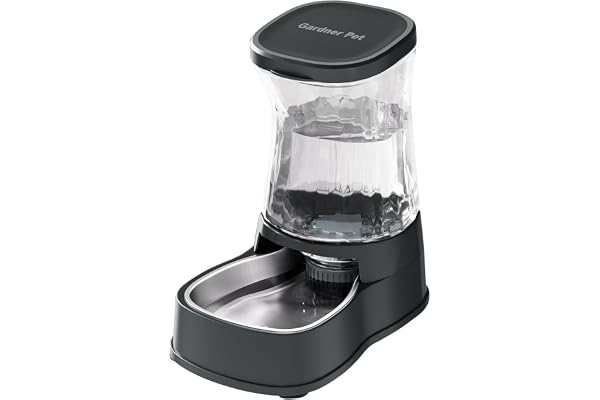 Gardner Pet Automatic Dog Water Dispenser, 3.85L, Grey | Gravity Stainless Steel Bowl, 100% BPA-Free, Large Capacity, Spill-R