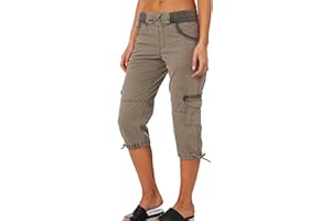 MIDELXP Womens Cargo Capris for Summer Comfy Casual high Waisted Outdoor Hiking Jogger Pants Baggy Twill Cropped Pants