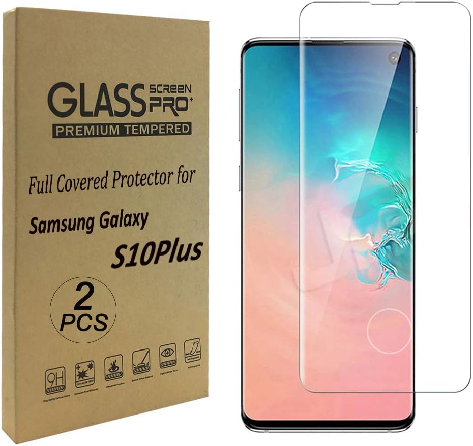Galaxy S10 Plus Screen Protector, Case Friendly Tempered Glass[2- Pack][Fingerprint Unlock][Anti-Scratching][Anti-Bubbles] Tempered Glass Screen Protector Suitable for Samsung Galaxy S10 Plus