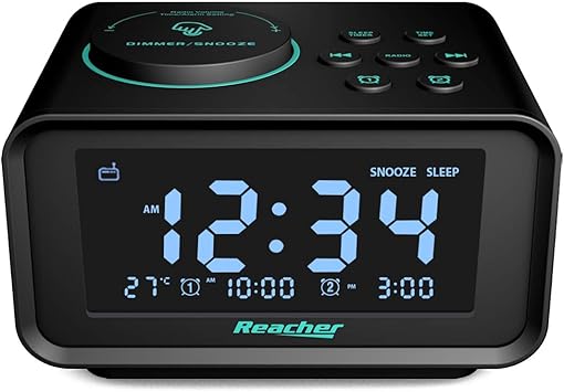 Reacher Radio Reloj Despertador con Alarma Dual, Radio FM Digital ...