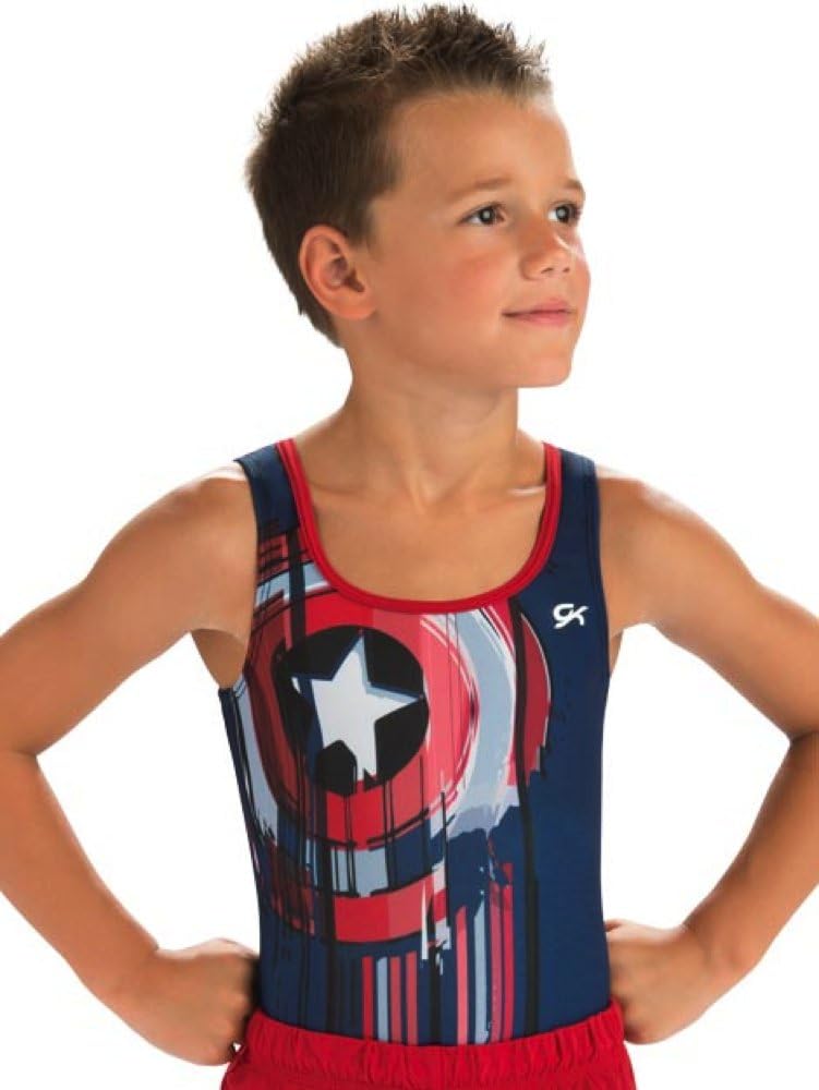 GK Elite Marvel x Captain America Boys Gymnastics Competition Shirt Made in USA