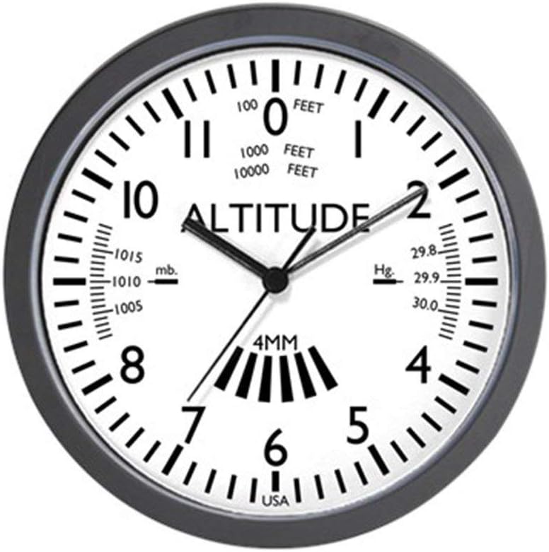 47BuyZHJX Aviation Altimeter Wall Clock (White) - Unique Decorative 10 in Round Wall Clock