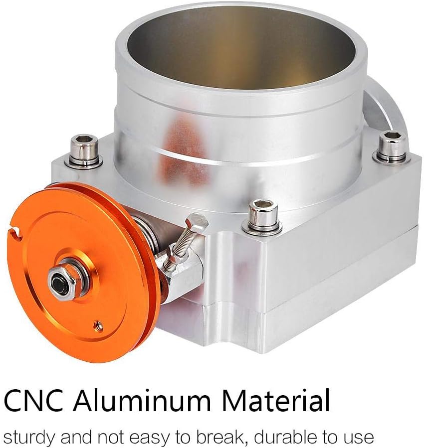 The Alley - Throttle Body 70mm CNC Aluminum Universal High Flow Intake Manifold Throttle Body for General mechanical throttle Car Accessory (Silver)