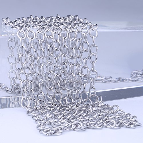 4.5meter 15FT Stainless Steel Cable Chain Link in Bulk for Necklace Jewelry Accessories DIY Making 6x8mm