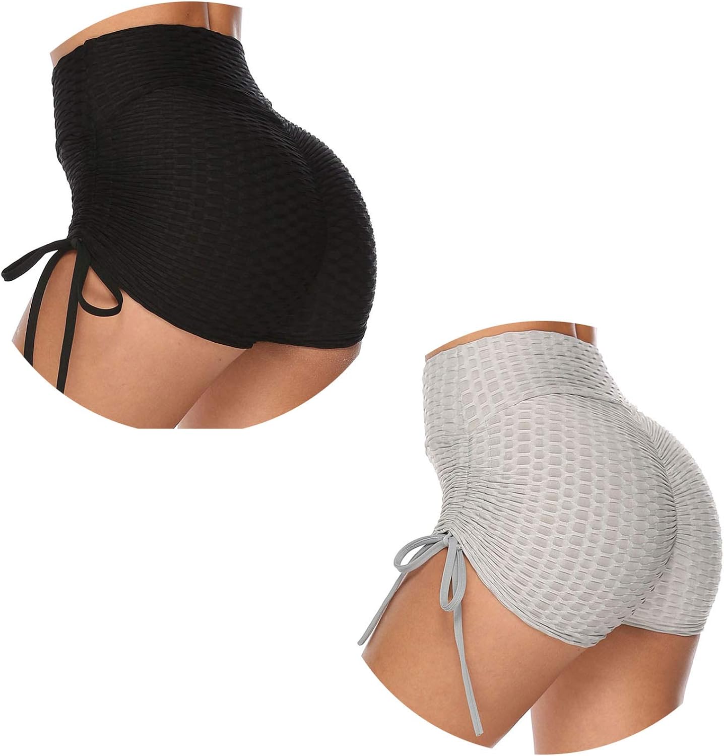 niyokki Butt Lifting Yoga Shorts for Women Tummy Control Leggings Textured Ruched Running Shorts: Clothing