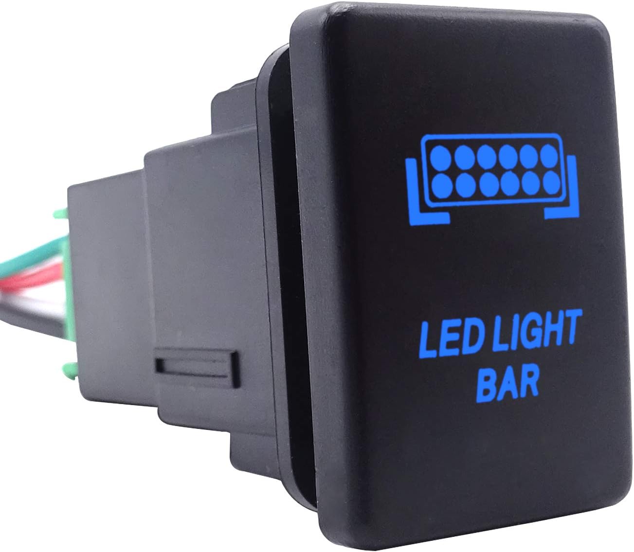 LED Light Bar Push Button Switch with Connector Wire Blue Backlit On/Off Kit for Toyota Tundra Tacoma 4Runner