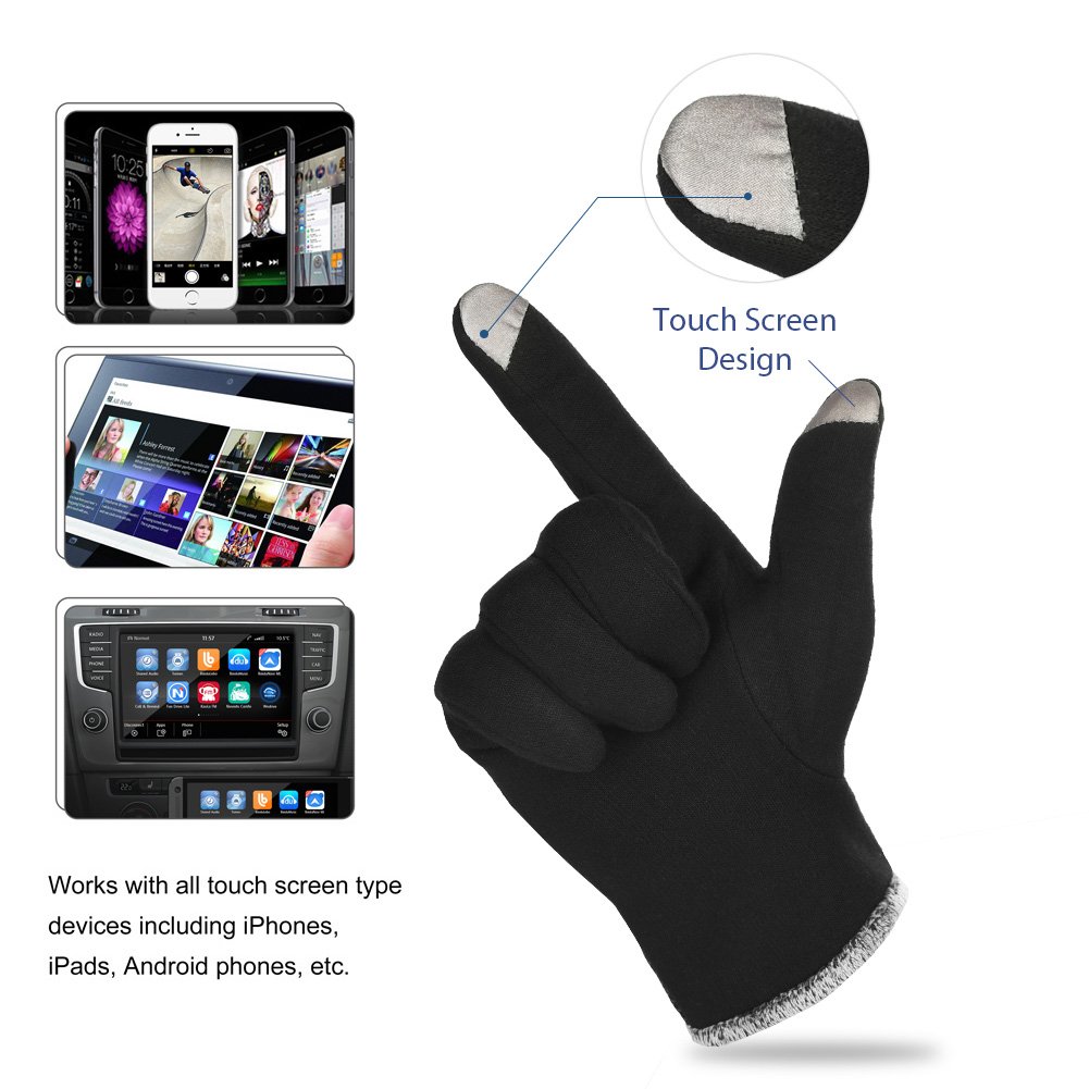 Vbiger Gant homme tactile gant chaudes épais gants anti froid pour le sport, Noir, Taille unique