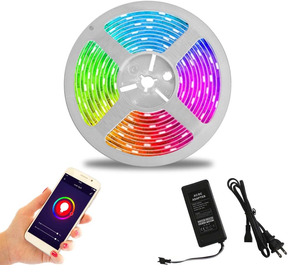 Dxing Smart RGB LED Strip Lights 5m/16.4ft Waterproof LED Tape Lights Multicolor Rope Lights Kit 240 LEDs SMD 5050 Flexible Strip Lighting for Home Bar Decoration (48 led/m)