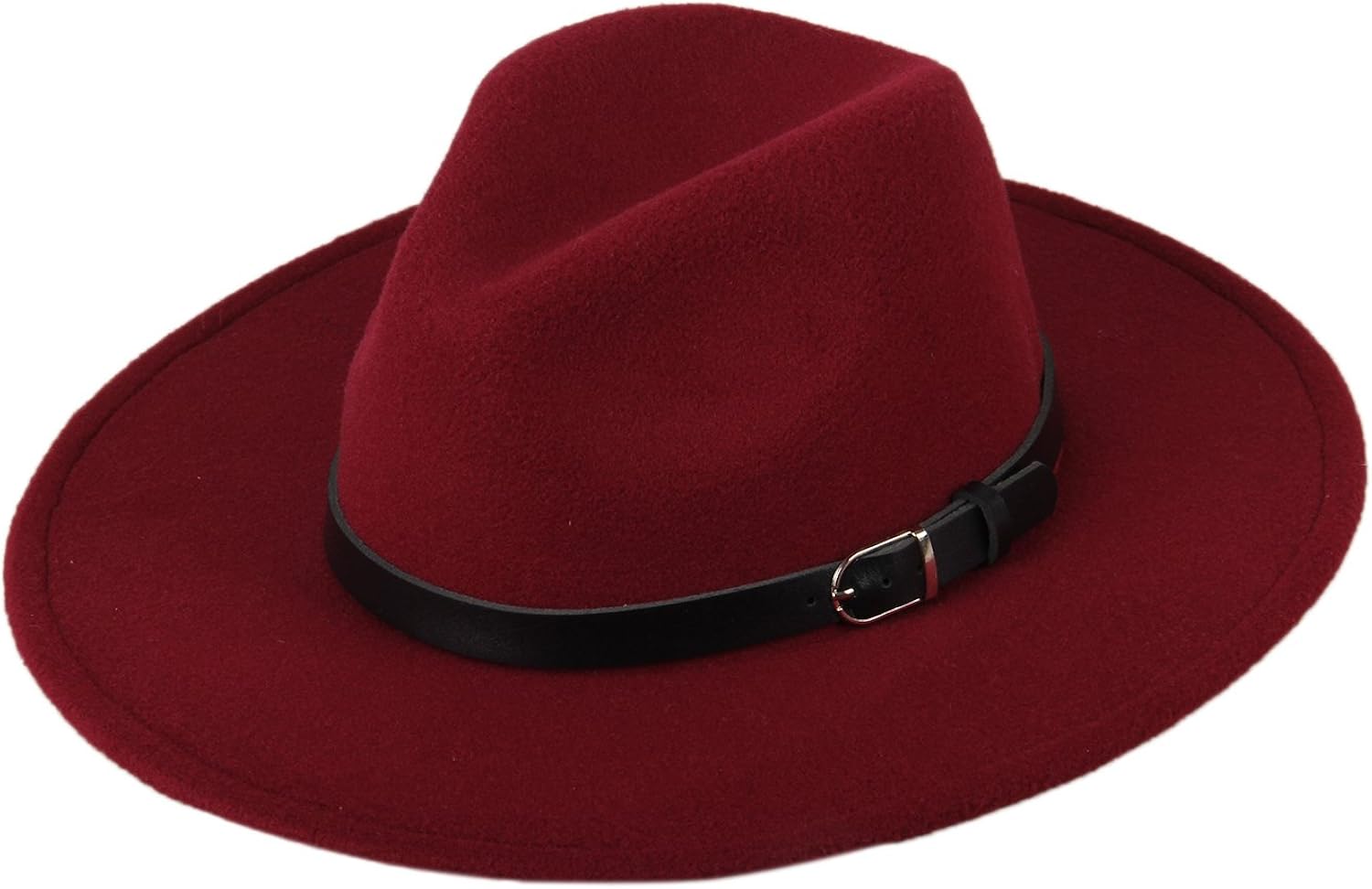 Dantiya Women'/s Wide Brim Wool Fedora Panama Hat with Belt Camel, One Size at  Women’s Clothing store