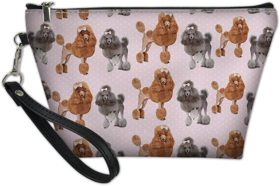 INSTANTARTS Kawaii Poodle Print Cute Women Pouch Travel Cosmetic Makeup Bag
