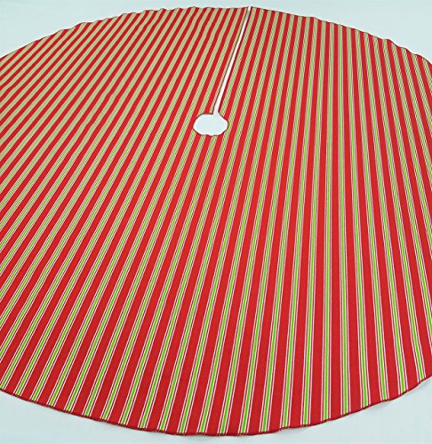 Christmas Stripe 53" Tree Skirt - Red Green White, Made in the USA