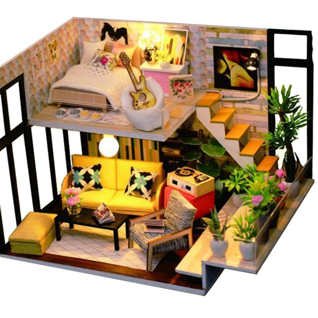 Buy Prettyia Dollhouse Miniature Kit With Furniture Diy Dollhouse 1 24 Scale Attic Room Online At Low Prices In India Amazon In