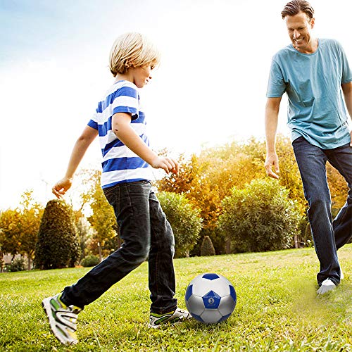 YANYODO Soccer Training Ball Practice Soccer Balls Classic Sizes 3/4/5 for Toddler, Youth, Kids, Teens, Adults, Perfect for Outdoor & Indoor Match or Game, Blue White Silver (Size 3) - Thumbnail 6
