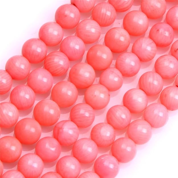 7mm Round Pink Coral Beads Strand 15 Inches Jewelry Making