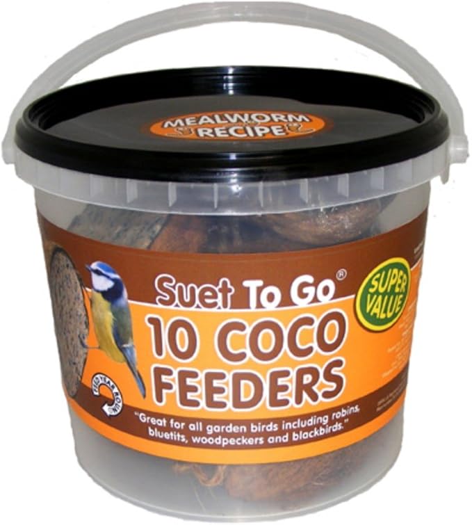 Suet To Go Half Filled Coconuts Tub Wild Bird Treat, Pack of 10 Amazon