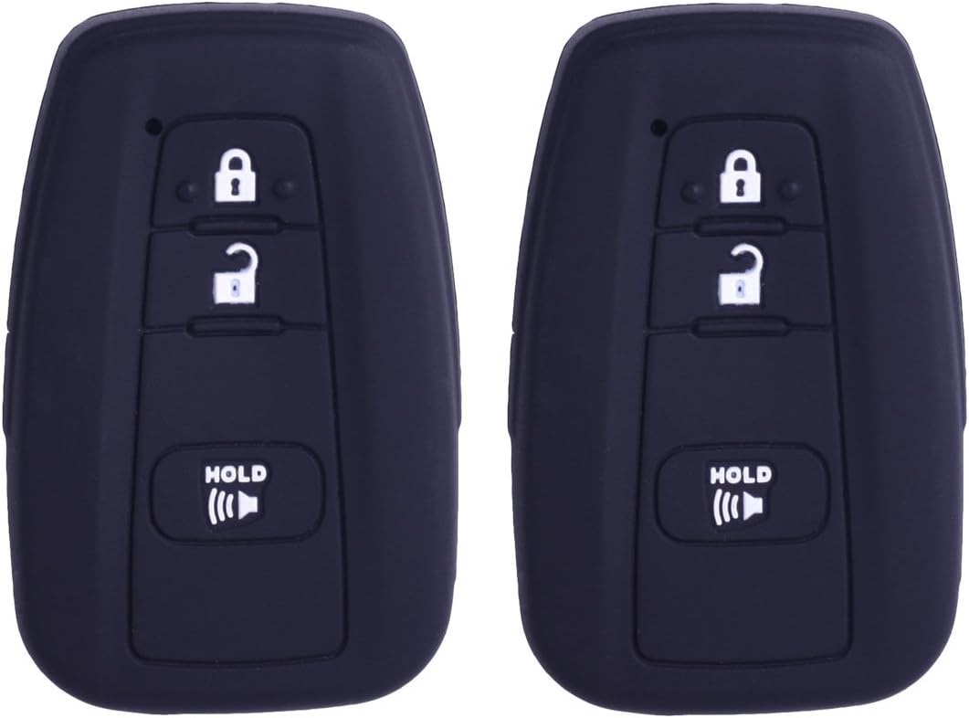 2Pcs XUHANG Sillicone key fob Skin key Cover Remote Case Protector Shell for 2016 2017 Prius 2018 2019 C-HR Smart Remote black