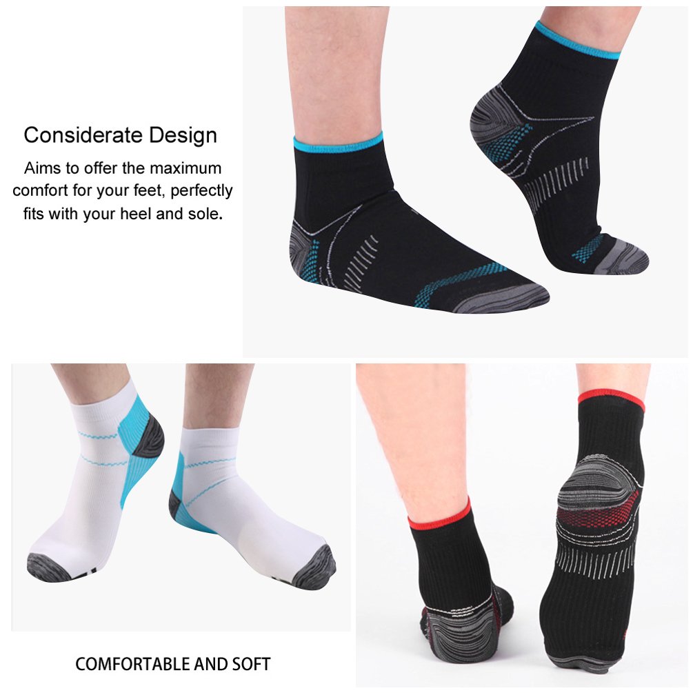 Vbiger 3 Pairs Womens & Mens Cushioned Athletic Socks Quick-dry Compression Ankle Socks Crew Socks