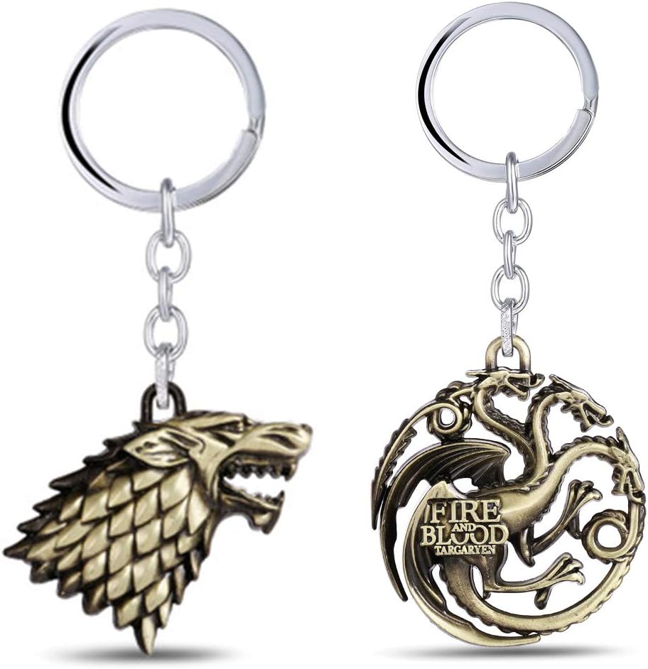 Game of Thrones Keychain - House Stark Sigil - Metal Key Ring Pendant - Perfect Gift for Family Member and Friends