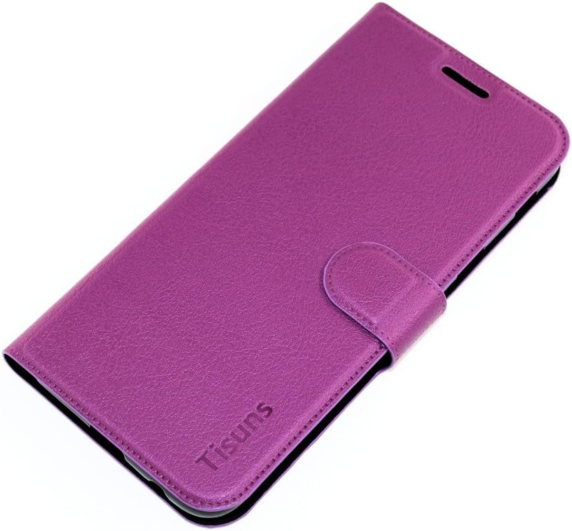 Tisuns Samsung Galaxy A6+ (2018)/SM-A605GN/DS DUAL SIM 6.0" HD+ Case Leather Wallet Flip Cover With Card Slots Magnetic Closure Kickstand Funtion/Ultra thin (Purple)