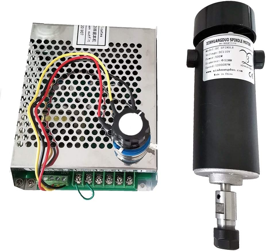 0.5kw Air Cooled Spindle ER11 Chuck CNC 110V 500W Spindle DC Motor and Power Supply Speed Governor with mach3 for DIY