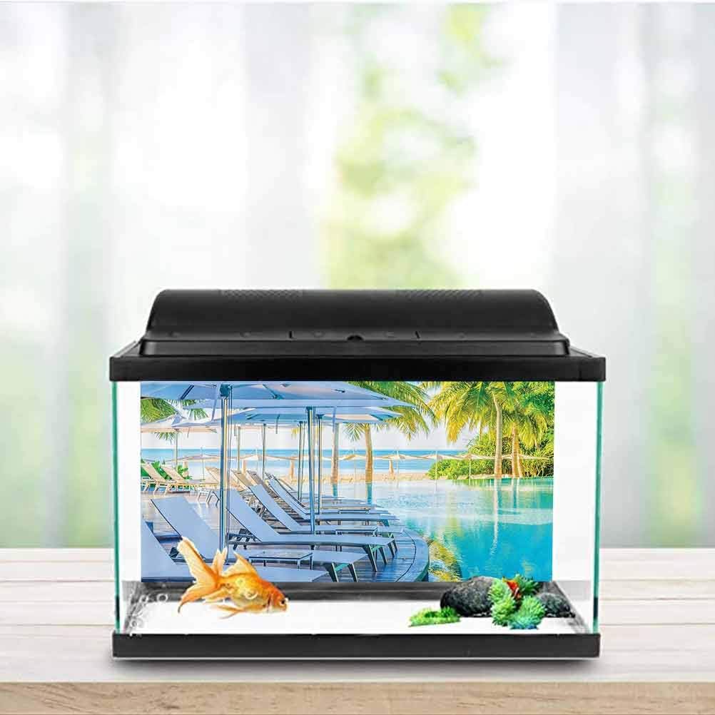 House Decor Collection Aquarium Fish Tank Luxury Hotel Pool Near Beach Palm Trees
