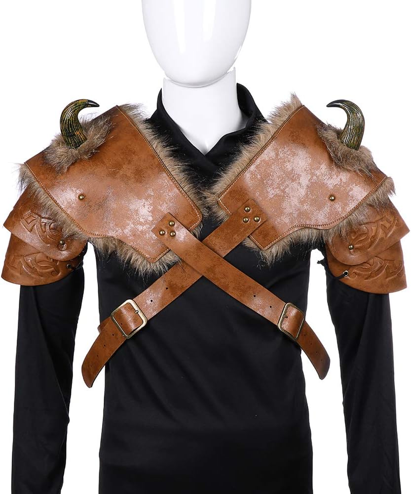 Men Medieval Viking Pauldrons Armor Halloween Cosplay Warriors Leather Shoulder