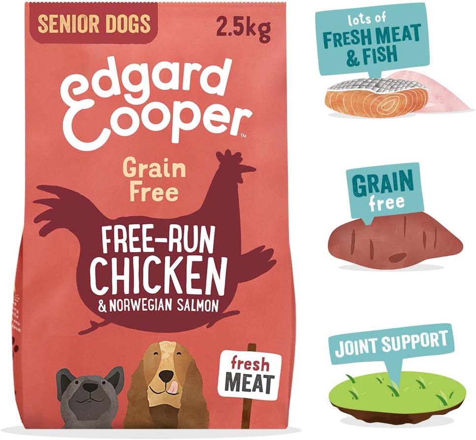 Edgard & Cooper Grain Free Dry Dog Food For Medium Breed Senior Dogs (2.5kg), Fresh Chicken & Salmon