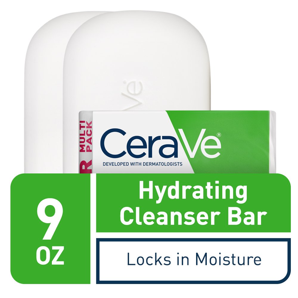 CeraVe Hydrating Cleanser Bar | 2 Pack (4.5 Ounce) | Soap-Free Body and Face Cleanser Bar | Fragrance Free and Non-Irritating : Beauty