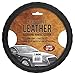 BDK SW-899-LK Black Leather Car Steering Wheel Cover Large Size 15.5 to 16 inch, Easy Installation