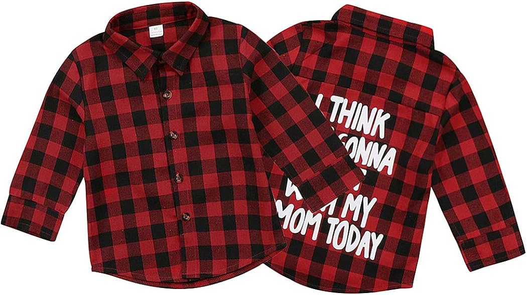 Toddler Long Sleeve Shirt Baby Boy Girl Plaid Top for Toddler Spring Winter Coat for Kid: Clothing