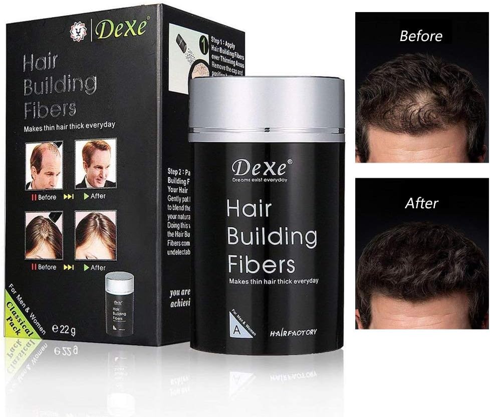 UniForU Hair Building Fibers Fast Thickening Hair For Hair Loss Fuller Hair Instantly - 22g (Black-01)