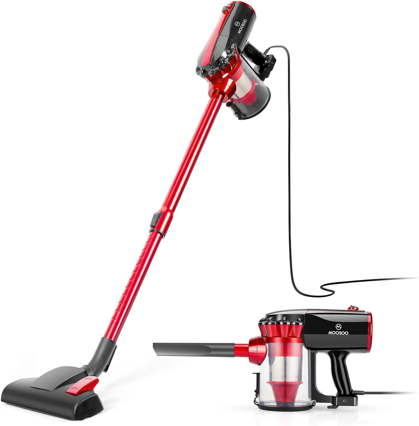 MOOSOO Vacuum Cleaner, 17KPa Strong Suction 4 in 1 Corded Stick Vacuum for Hard Floor with HEPA Filters, D600 -