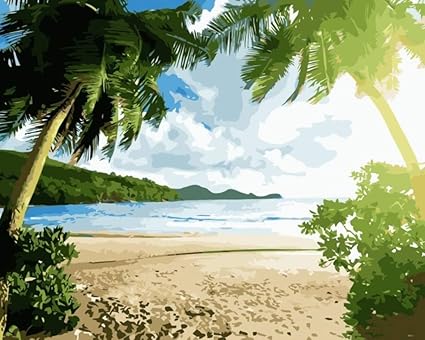 Lookur Paysage De Palmiers à La Plage à Colorier Par Image