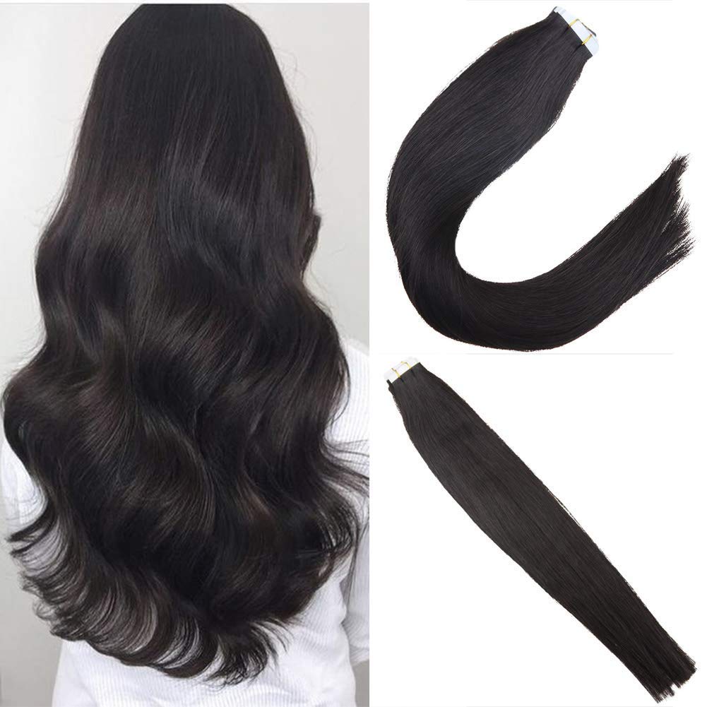 Amazon Com Joyoung 16 100 Real Black Tape In Hair Extensions