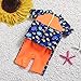 Floating Swimsuits for Kids Toddlers, Orange and Blue Color with Swimming Cap and Inflatable Arm Ring