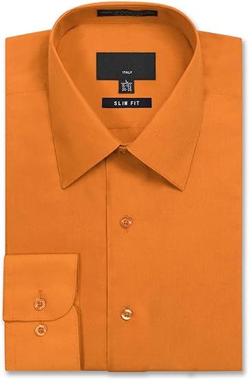 orange slim fit dress shirt