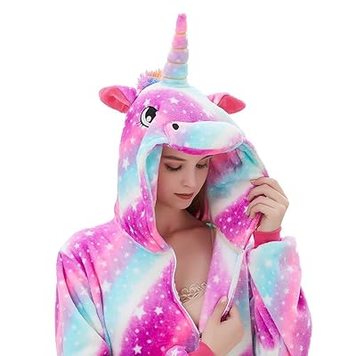ABENCA Fleece Onesie Pajamas for Women Adult Cartoon Animal Unicorn Christmas Halloween Cosplay Onepiece Costume