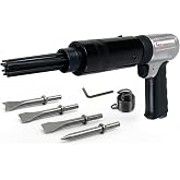 LE LEMATEC Pneumatic Needle Scaler for Rust, Paint &amp; Weld Slag Removal | Air chisel hammer kit, 4800 BPM, 48 hardened tips, aluminum body, adjustable speed, 6.3 SCFM compressor