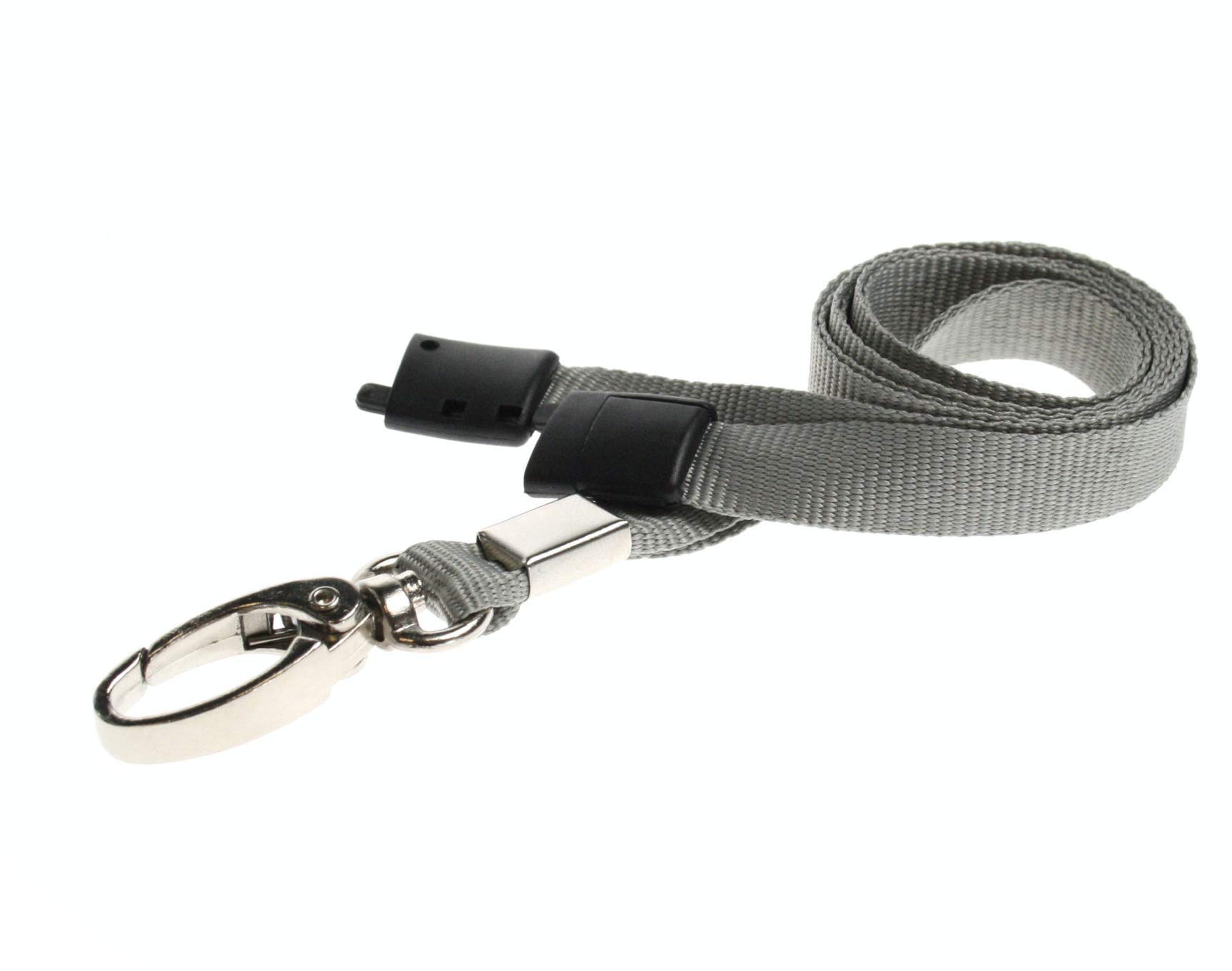 ID Card IT Lanyard Neck Strap ID Card Pass Badge Holder Neck Strap Safety Breakaway x 10 (Grey Metal Clip)